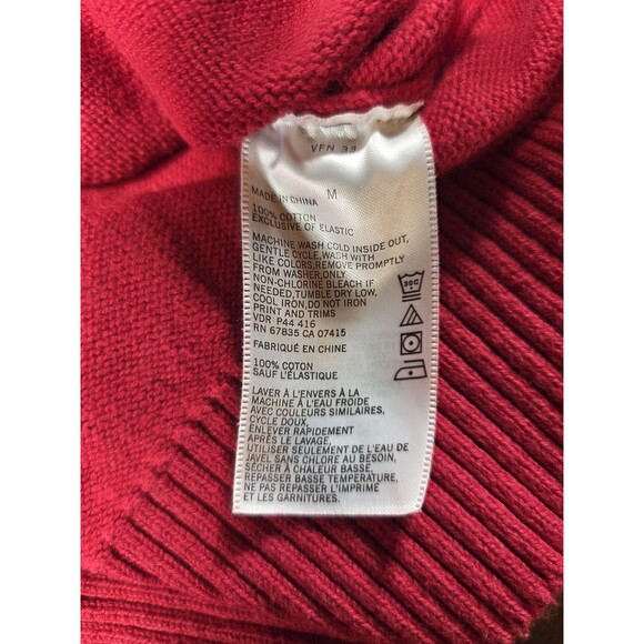 Nautica Sweater Mens Medium Red V-Neck Pullover 100% Cotton Knit Classic Preppy - Picture 4 of 4